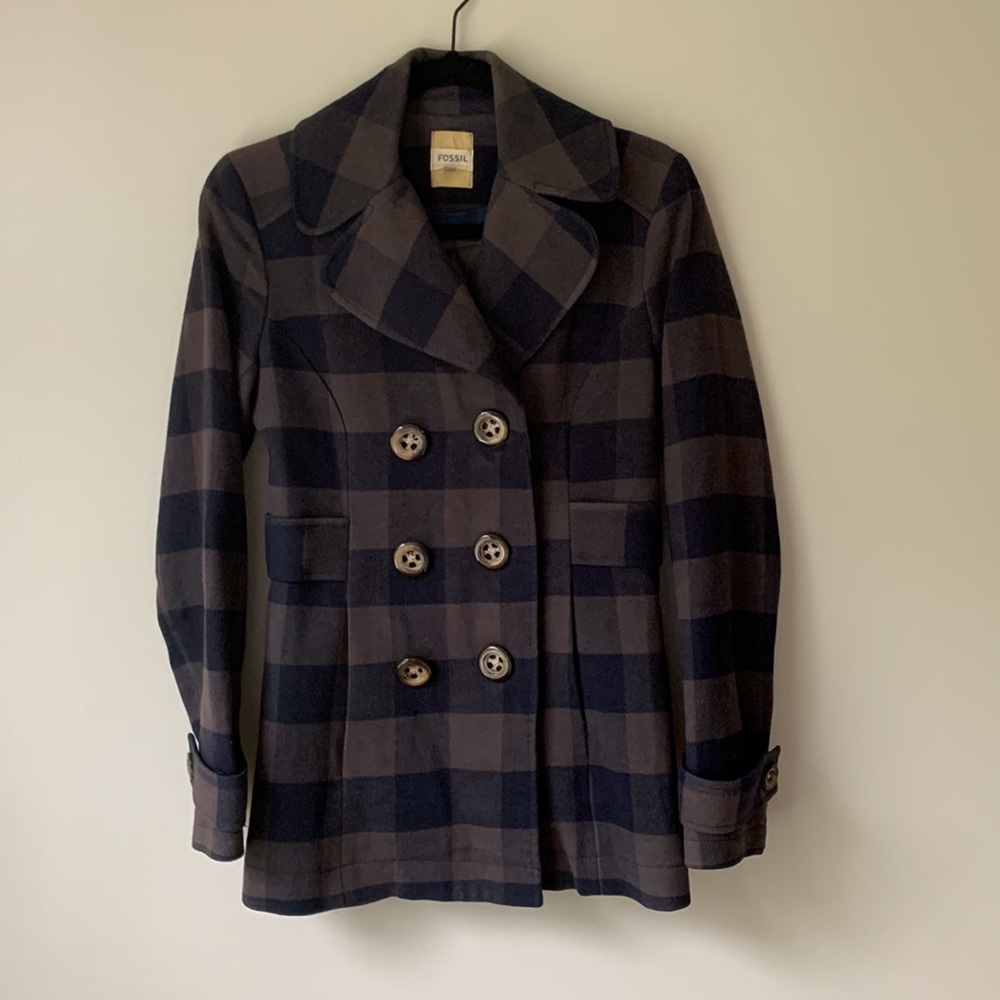 Fossil plaid double breasted coat - Picture 7 of 13